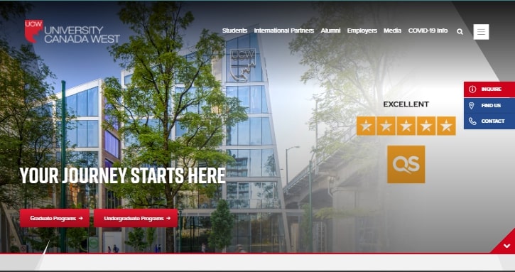 University Canada West's Homepage