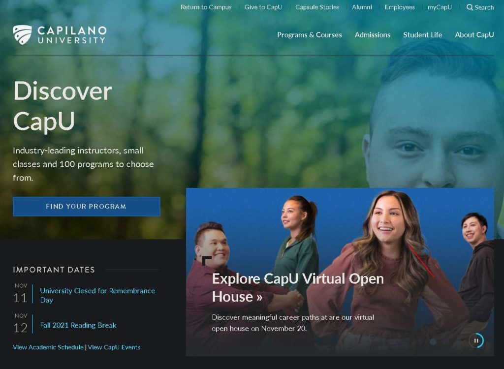 Capilano University's Homepage