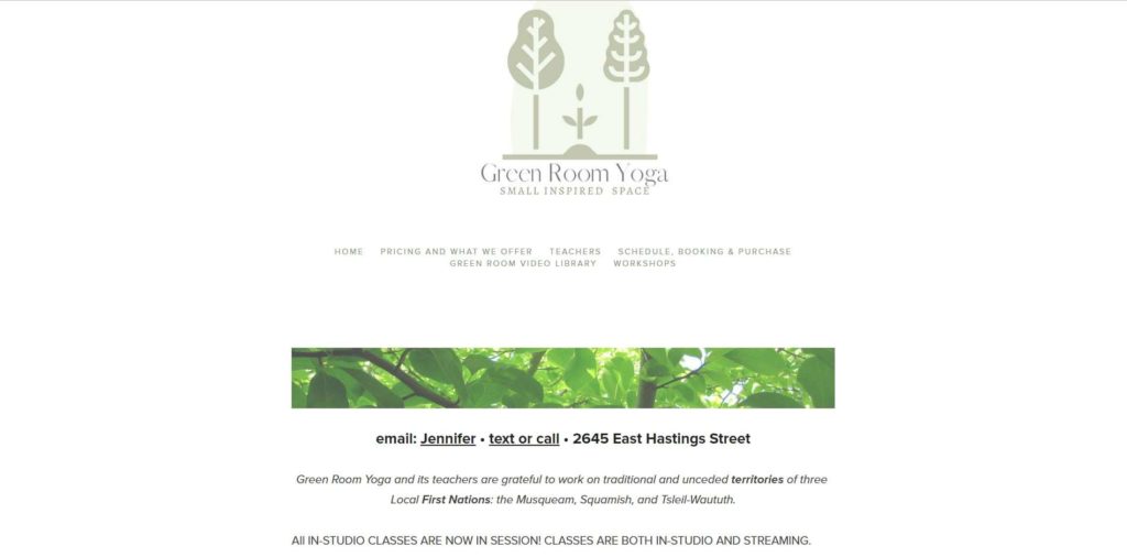 Green Room Yoga Homepage