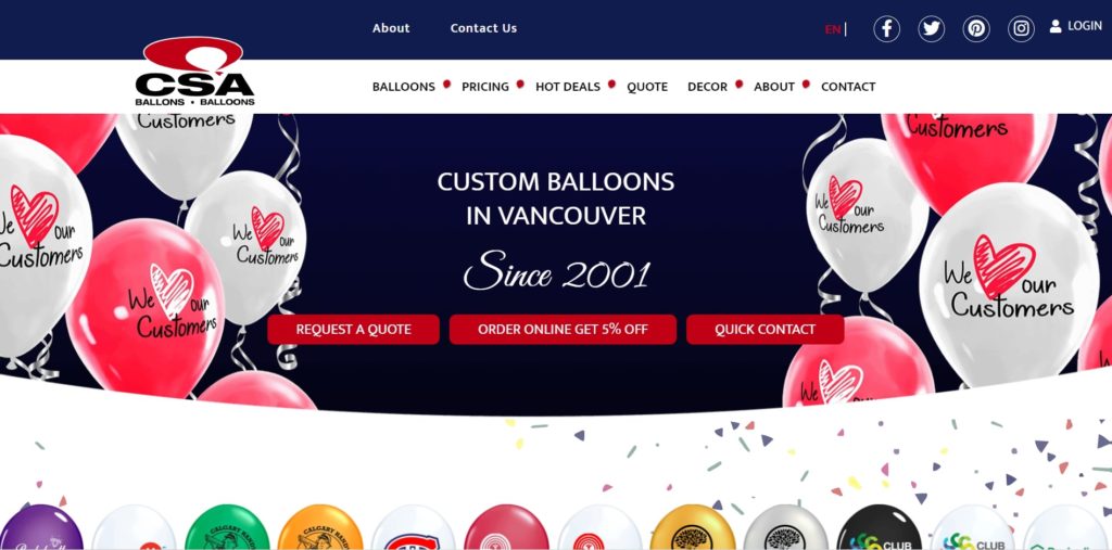 CSA Balloons Homepage