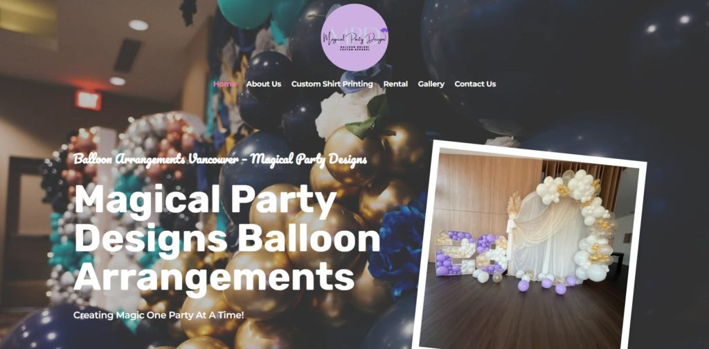 Magical Party Designs Balloons Homepage