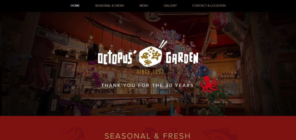 Octopus' Garden Restaurant' Homepage