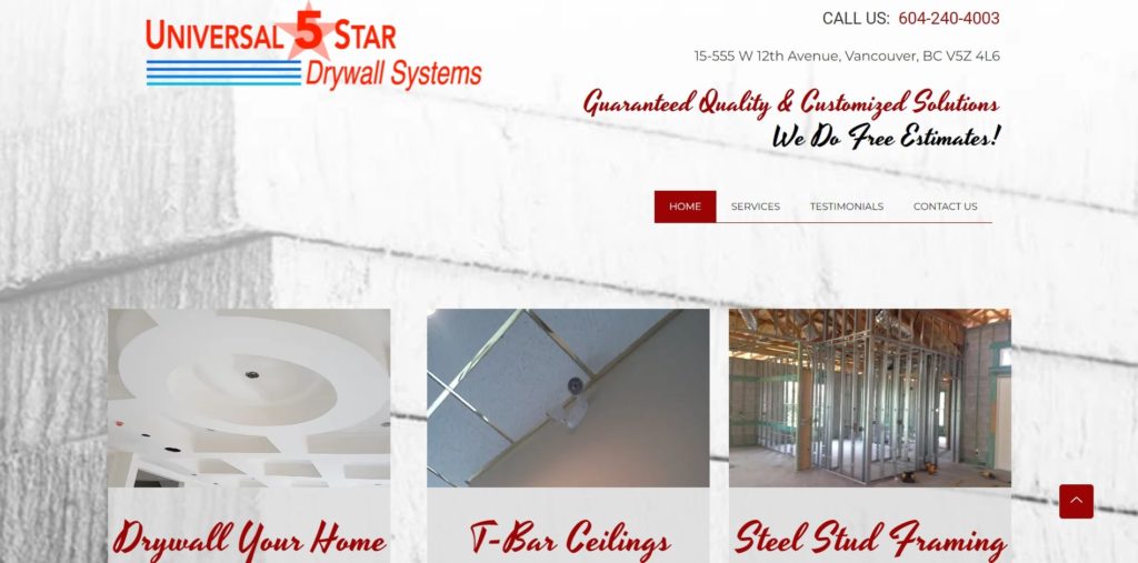 Universal 5 Star Drywall Systems Homepage